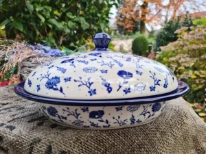 Servierschale / Käseglocke m. Deckel, Flower Festival^Bunzlauer Keramik Sale