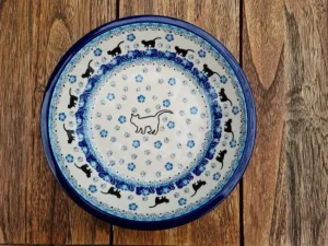 Suppenteller, Ø 21,5 cm, Katze weiß^Bunzlauer Keramik Online