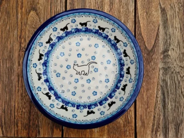 Suppenteller, Ø 21,5 cm, Katze weiß^Bunzlauer Keramik Online