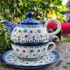 Teekanne für eine Person 600 ml mit Tasse Untertasse, Spring Hill^Bunzlauer Keramik Sale