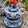 Teekanne für eine Person 600 ml mit Tasse Untertasse, Garden of Joy^Bunzlauer Keramik Discount
