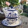 Teekanne für eine Person 600 ml mit Tasse Untertasse, Flower Festival^Bunzlauer Keramik Outlet