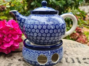 Teekanne mit Stövchen, 1200 ml, Lace^Bunzlauer Keramik Online