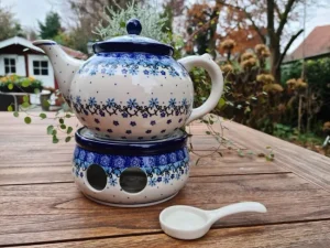 Teekanne mit Stövchen, 1200 ml, Fleur Delicate, BSN J-1808^Bunzlauer Keramik New