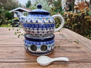 Teekanne mit Stövchen, 1200 ml, Belle Fleur^Bunzlauer Keramik Clearance