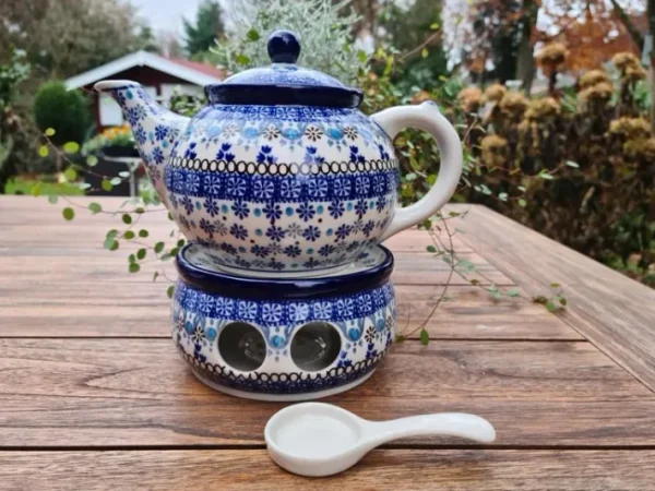Teekanne mit Stövchen, 1200 ml, Belle Fleur^Bunzlauer Keramik Clearance