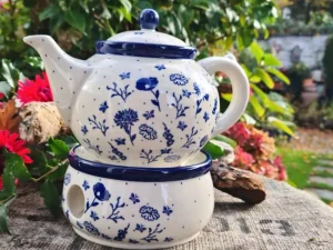 Teekanne mit Stövchen, 1200 ml, Flower Festival^Bunzlauer Keramik Outlet