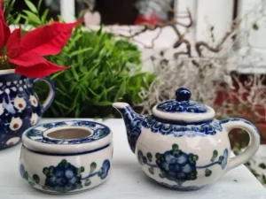 Teekanne mit Stövchen, Miniatur, Tradition 9 - BSN 1578^Bunzlauer Keramik Hot