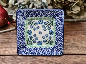 Teller / Platte 15x15 cm, Forget me not, BSN J-4724^Bunzlauer Keramik New