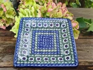 Teller / Platte 15x15 cm, Unikat 58^Bunzlauer Keramik Discount