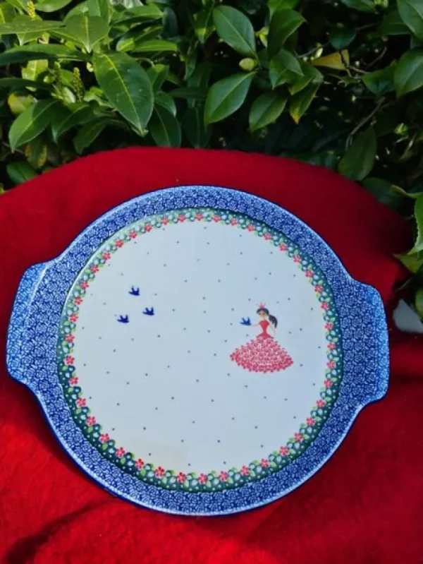 Tortenplatte, ca. Ø 33/30 cm, Prinzessin rot^Bunzlauer Keramik Sale