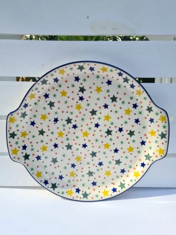 Tortenplatte, ca. Ø 33/30 cm, Sterne^Bunzlauer Keramik Best