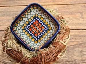 Viereckschale, 9,5 x 9,5 cm, Höhe 4,5 cm, Unikat 1 - BSN 10428^Bunzlauer Keramik New