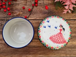 Wasser-Butterdose, Prinzessin rot^Bunzlauer Keramik Best